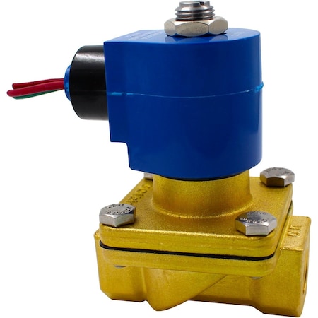 3/8 NPT, 2-Way Brass Solenoid Valve, Closed, Buna, 24/50-60, Orifice Dia.: 5/8